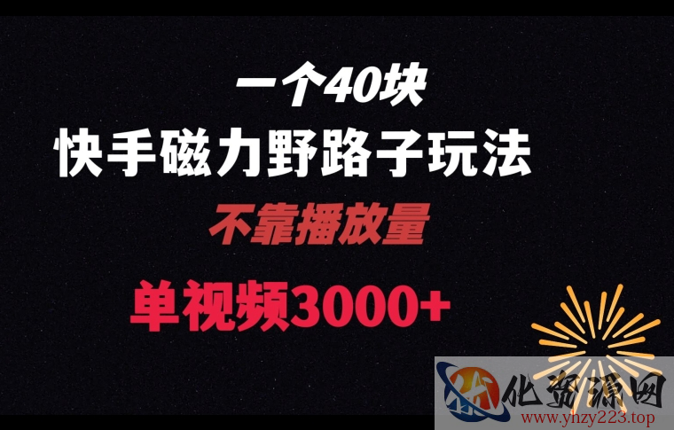 一个40块，快手联合美团磁力新玩法，无视机制野路子玩法，单视频收益4位数【揭秘】