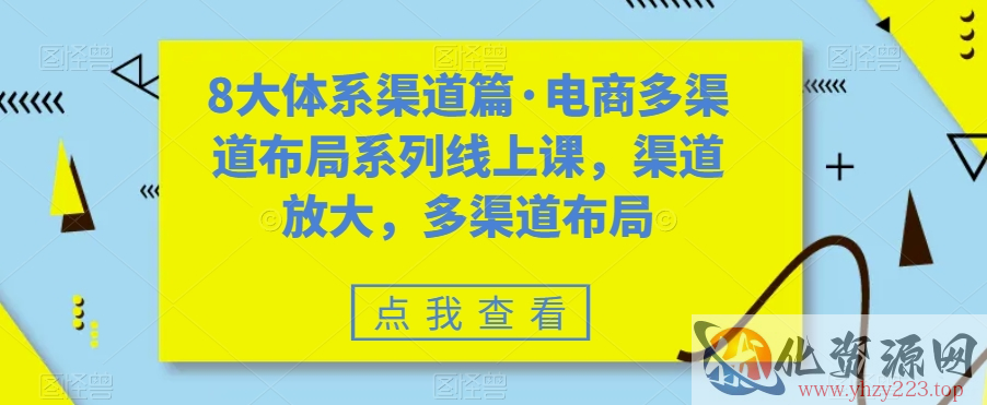 8大体系渠道篇·电商多渠道布局系列线上课，渠道放大，多渠道布局