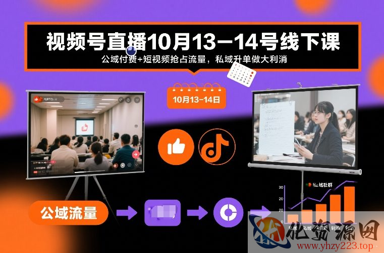 视频号直播10月13-14号线下课，公域付费+短视频抢占流量，私域升单做大利消
