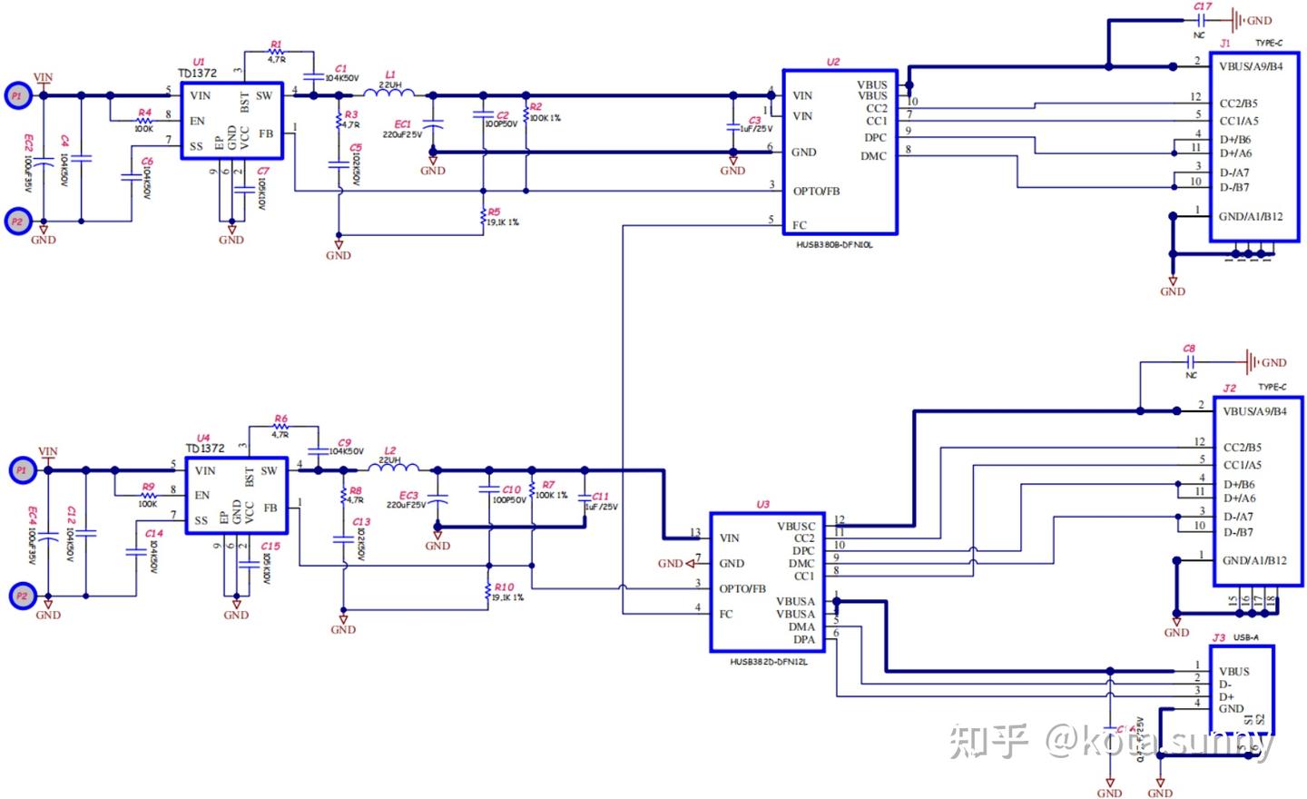HUSB380B：零外围双Buck 2C和2C1A，功率分配So Easy！ - 知乎