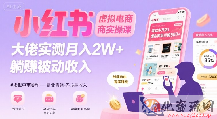 小红书虚拟电商，大佬实测月入2W+，实现被动收入