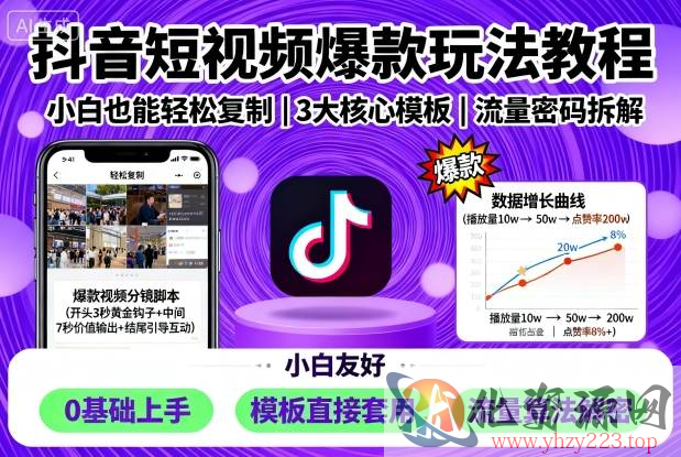 抖音短视频爆款玩法教程，小白也能轻松复制