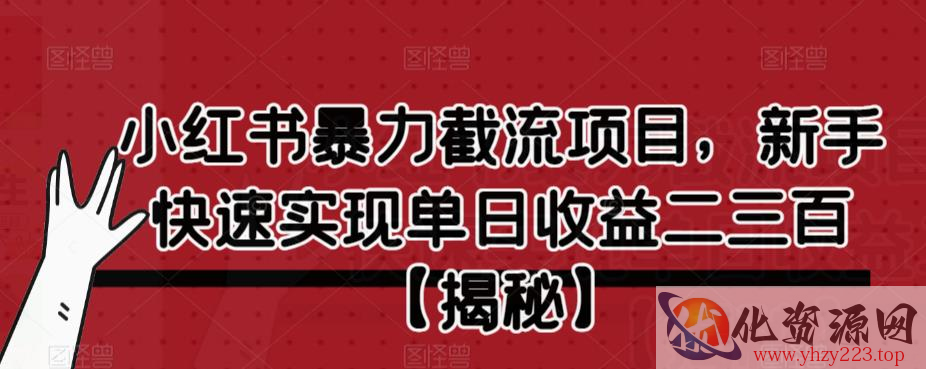 小红书暴力截流项目，新手快速实现单日收益二三百【仅揭秘】