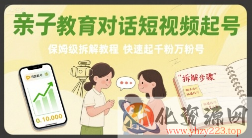 亲子教育对话短视频起号，保姆级拆解教程，快速起千粉万粉号