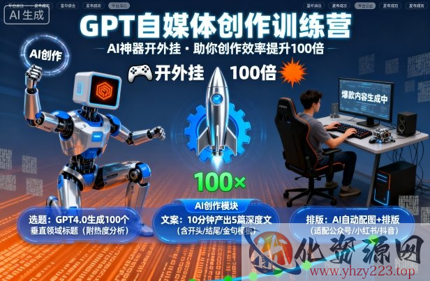 GPT自媒体创作训练营：AI神器开外挂，助你创作效率提升100倍