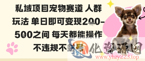 私域宠物项目赛道人群玩法单日即可变现2-5张之间每天都能操作不违规不封号