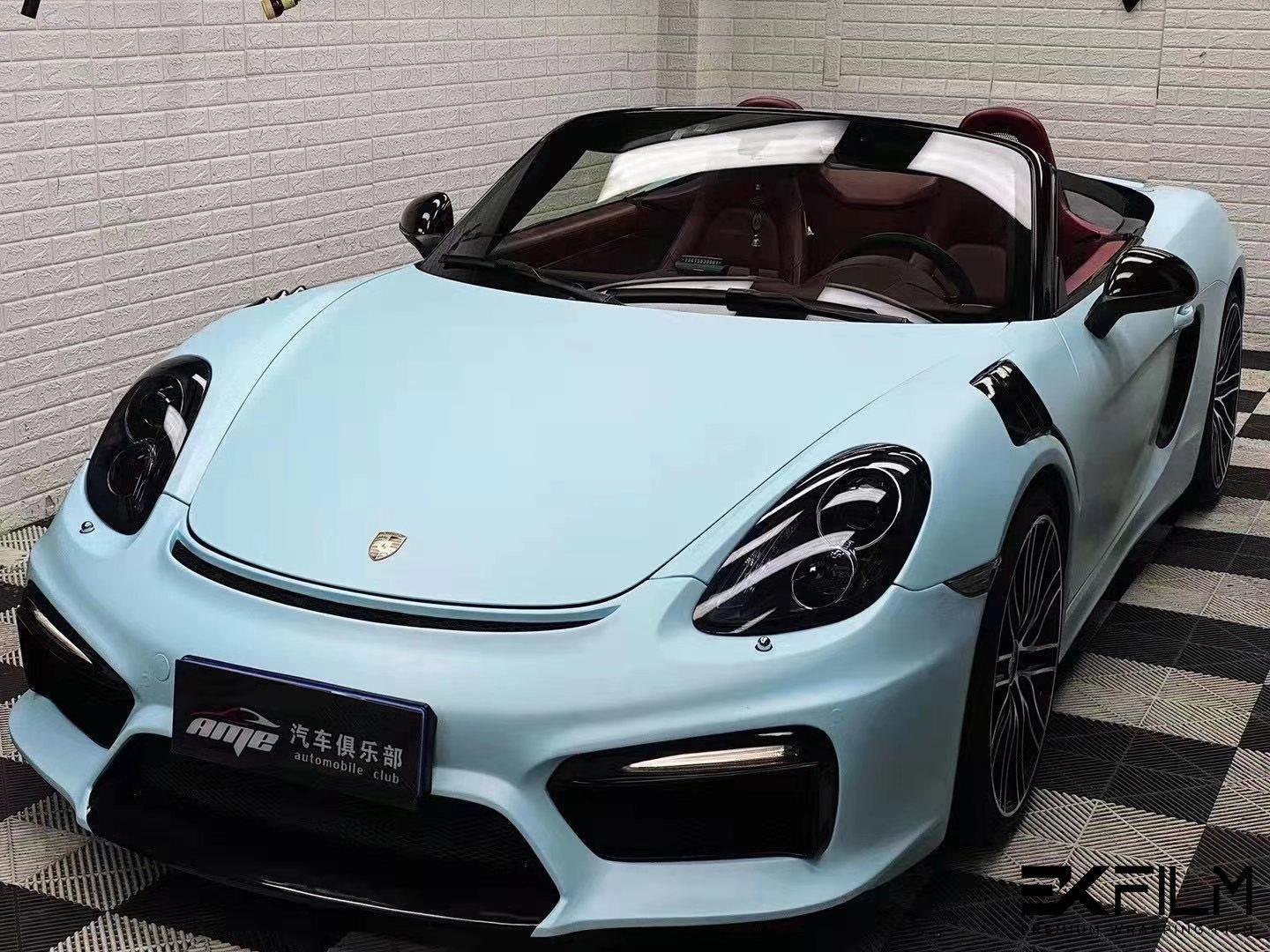 保时捷718汽车ek改色膜消光穆里怀白