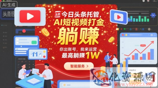 今日头条托管，AI短视频打金，你出账号，我来运营，最高躺賺1W【揭秘】