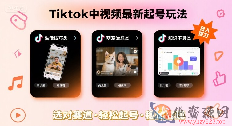 Tiktok中视频最新起号玩法，想要日入百刀，做好这几个赛道就可以了