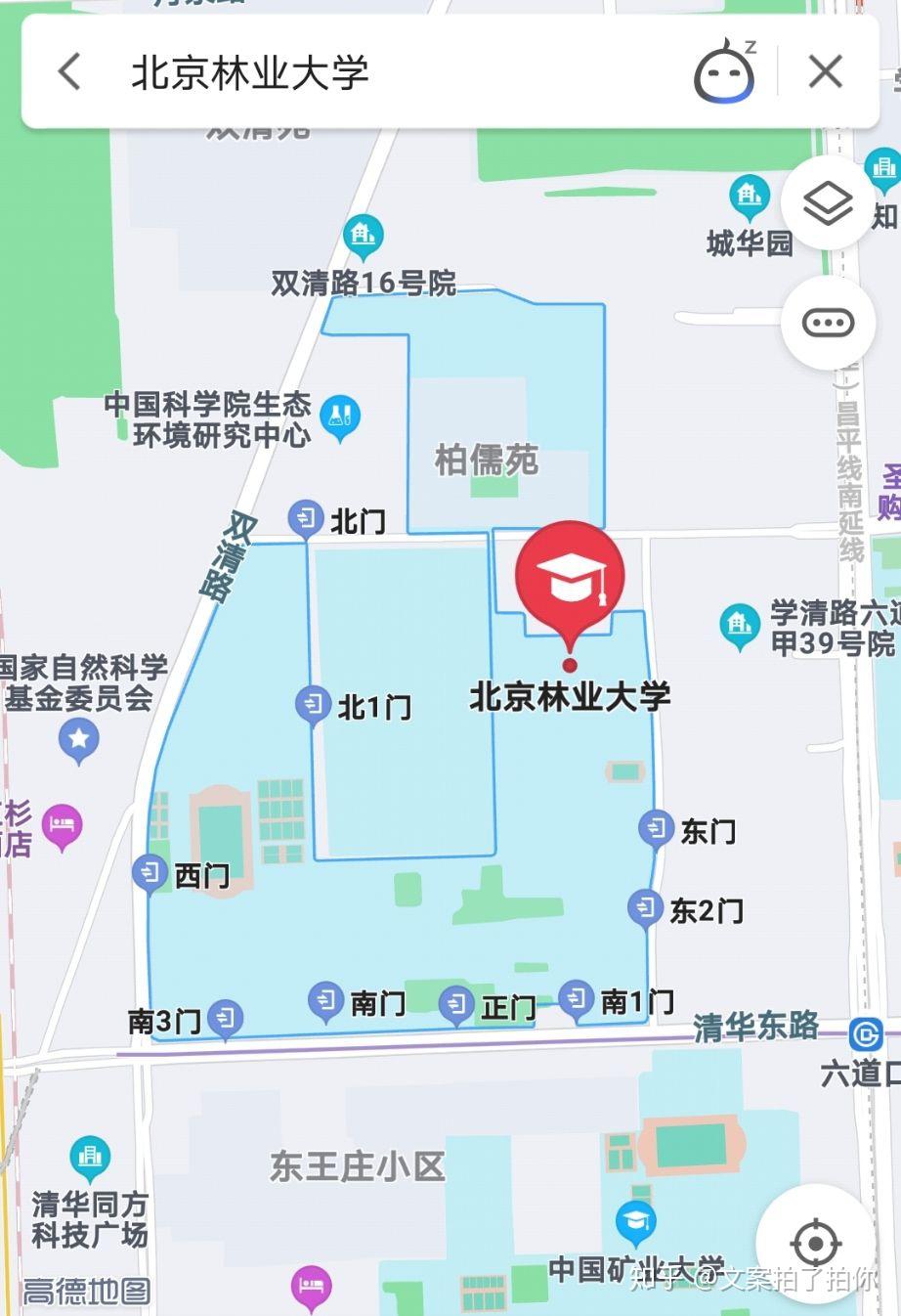 北京林业大学位置地图图片