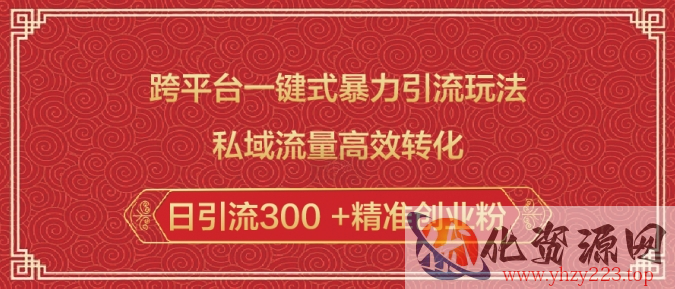 跨平台一键式暴力引流玩法，私域流量高效转化日引流300 +精准创业粉