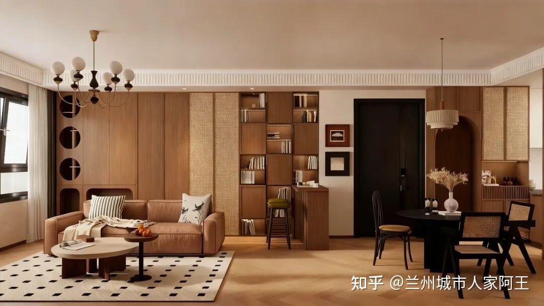 设计作品｜100㎡美拉德复古宅：在保利天汇，把家裹进暖棕的松弛里 - 知乎