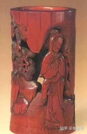 中國筆筒 木雕 WF 74 A finely carved bamboo brush pot<br><br>十八世紀竹雕