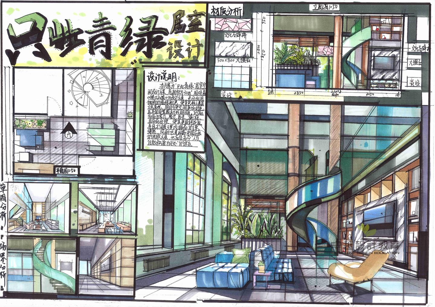室内考研客厅空间设计——这么画!! - 知乎