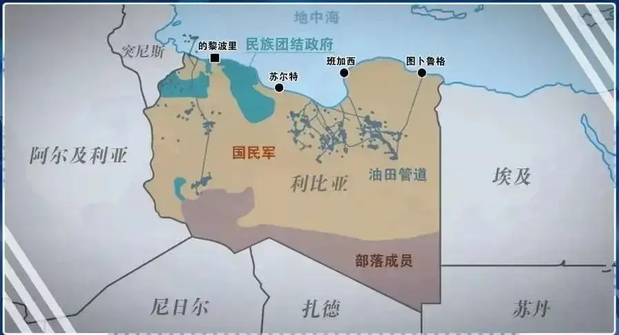 利比亚石油覆盖区域,各方势力分布