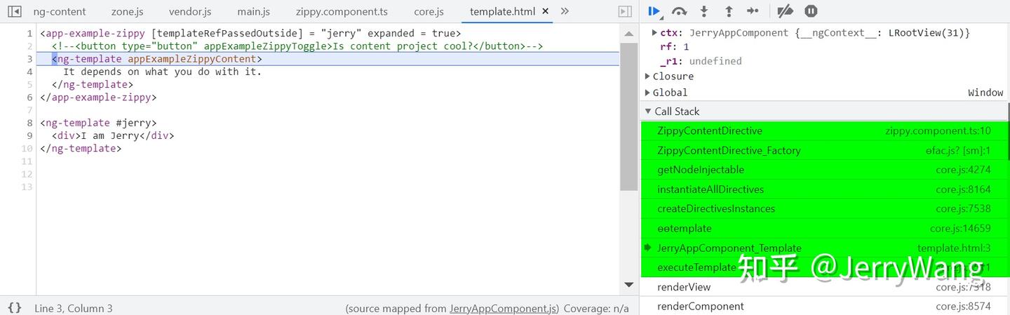 Angular 内容投影出现 No provider for TemplateRef found 错误的单步调试 - 知乎