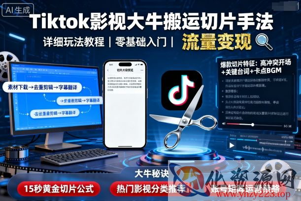 Tiktok影视大牛搬运切片手法，详细玩法教程