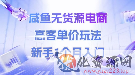 咸鱼无货源电商，高客单价玩法，新手1个月入门