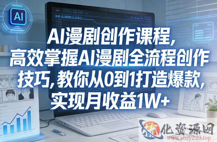 某社群AI漫剧创作课程，高效掌握AI漫剧全流程创作技巧，教你从0到1打造爆款，实现月收益1W+