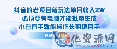 老项目新玩法单月收入2W小白有手就能操作长期项目