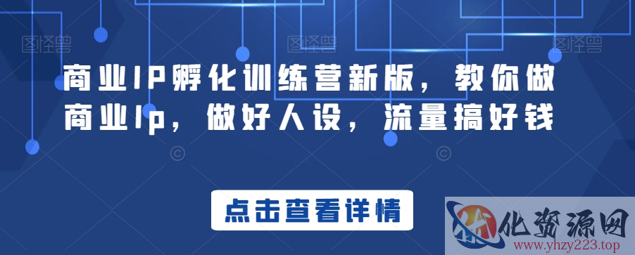 商业IP孵化训练营新版，教你做商业Ip，做好人设，流量搞好钱