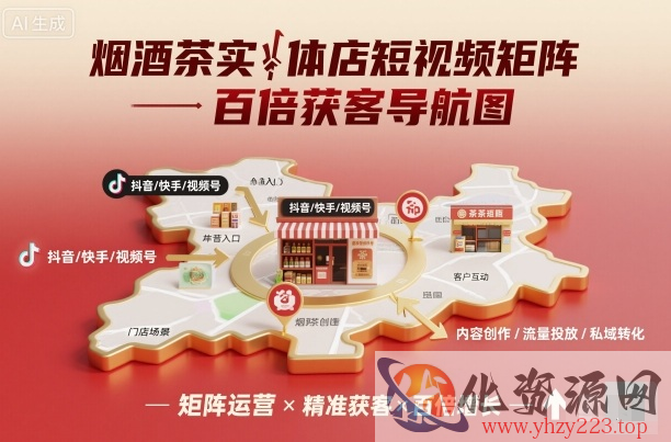 烟酒茶实体店短视频矩阵百倍获客导航图