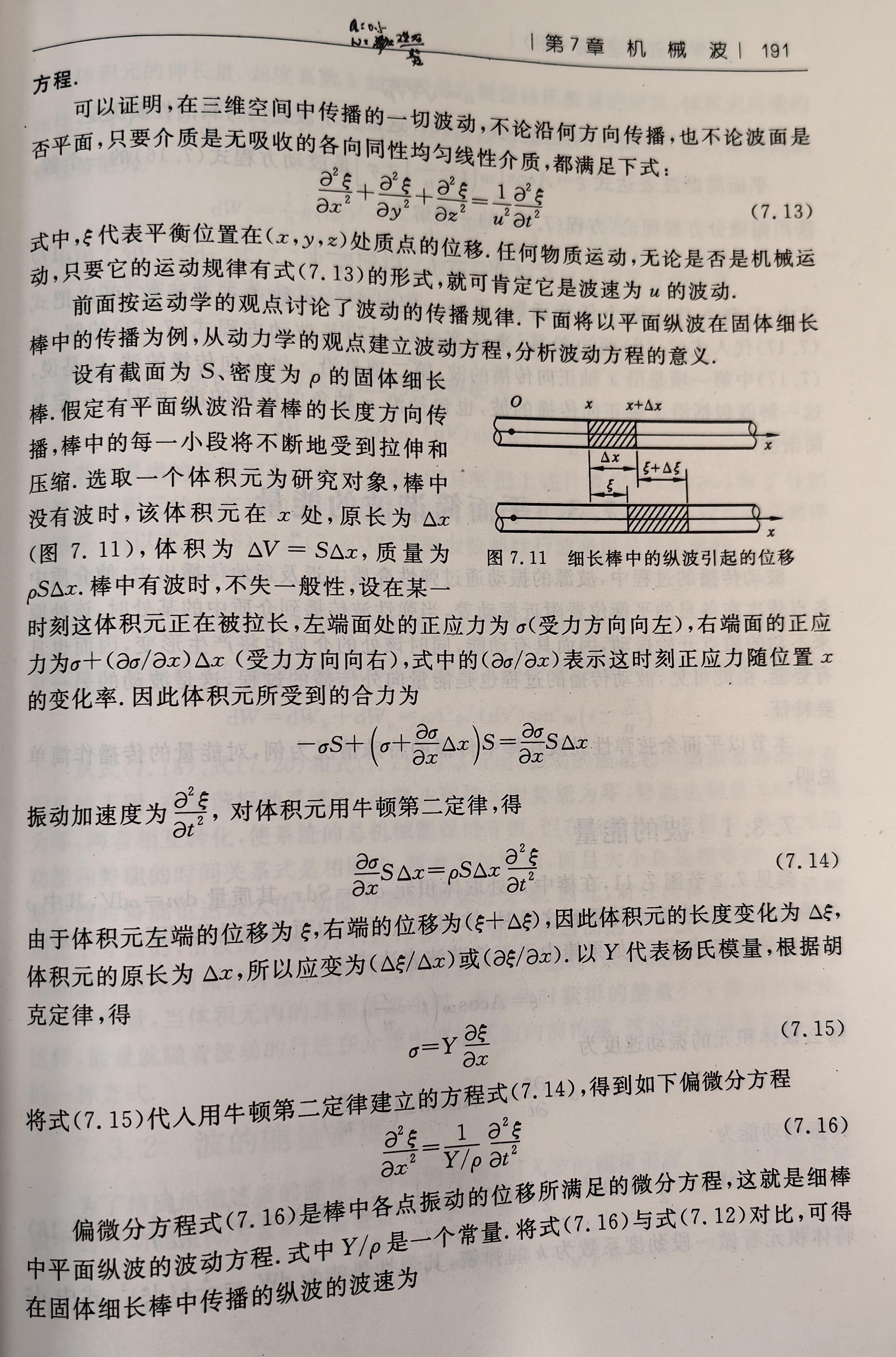 请问如何从受力分析角度用牛顿定律导出平面波的动力学微分方程？ - 知乎