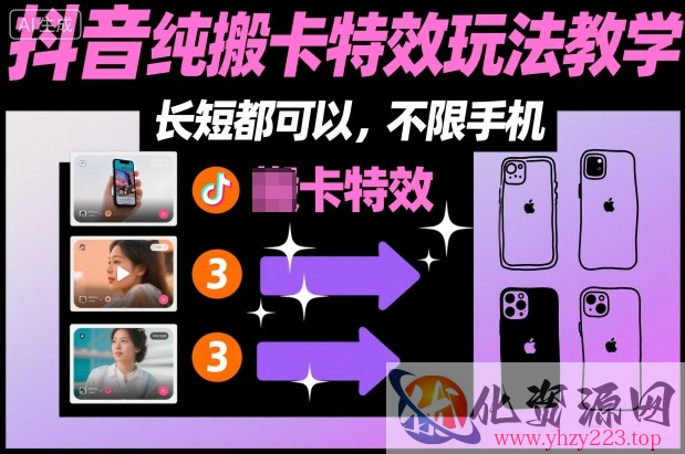 某社群抖音纯搬卡特效玩法教学，长短都可以，不限手机