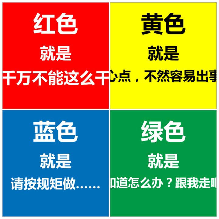 红,黄,蓝,绿四种安全标志有什么意义