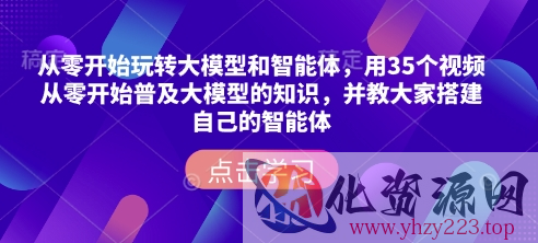 从零开始玩转大模型和智能体，​用35个视频从零开始普及大模型的知识，并教大家搭建自己的智能体