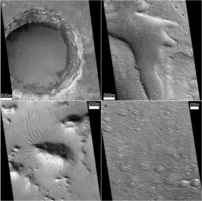 天问拍摄的火星环形山图片,其中纹路是如何形成的?