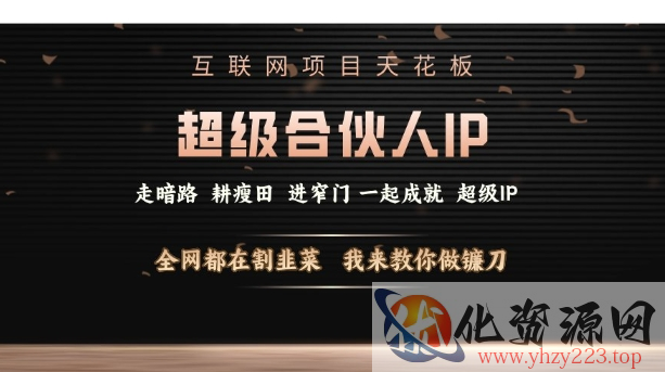 互联网项目天花板，超级合伙人IP，全网都在割韭菜，我来教你做镰刀【仅揭秘】