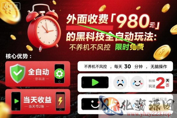 外面收费980的黑科技全自动玩法，不养机不风控，每天30分钟，无脑操作，当天收益2张【揭秘】