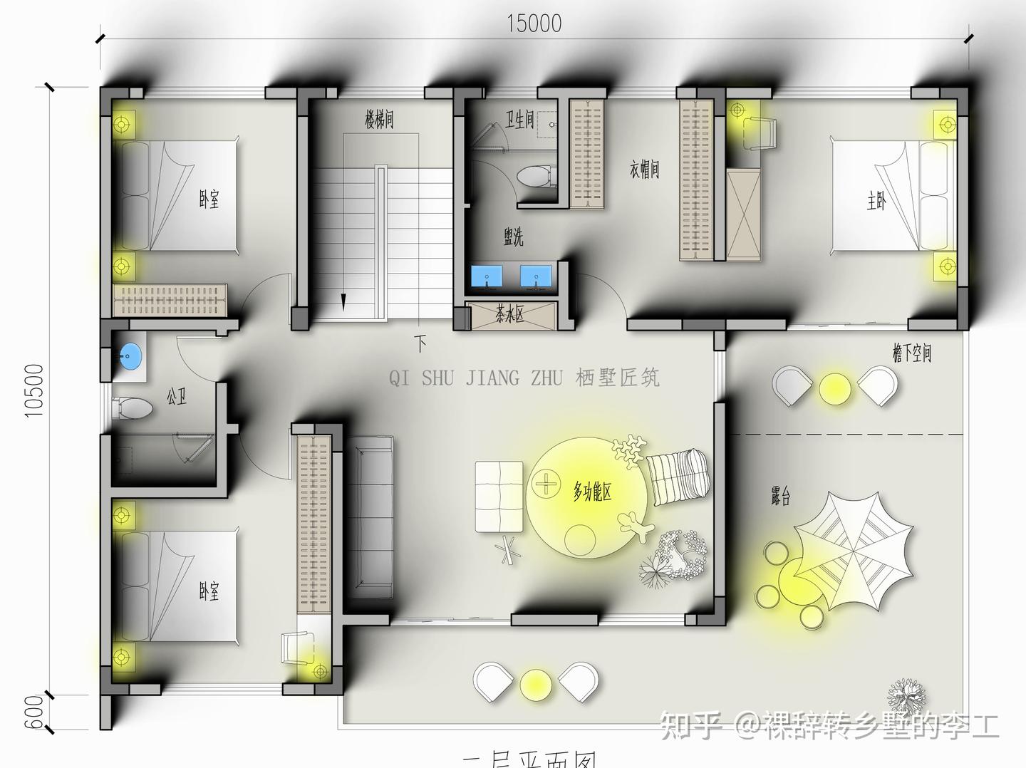 平面方案分享005|占地150㎡、占地15x10.5m!二层农村自建房别墅平面布局方案 - 知乎