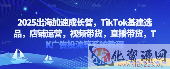 2025出海加速成长营，TikTok基建选品，店铺运营，视频带货，直播带货，TK广告投流等系统教程