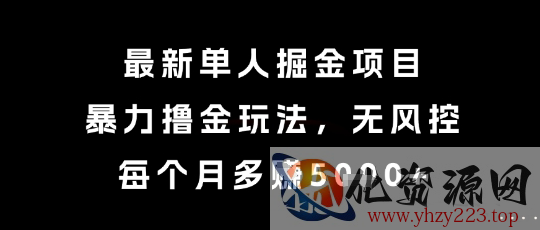 最新单人掘金项目，暴力撸金玩法，无风控，每个月多挣5k+【揭秘】