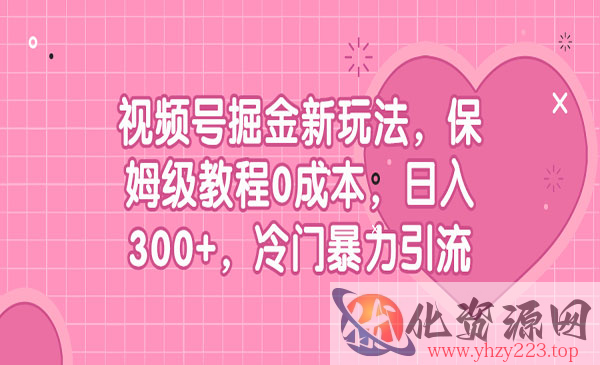 《视频号掘金新玩法》保姆级教程0成本，日入300+，冷门暴力引流_wwz