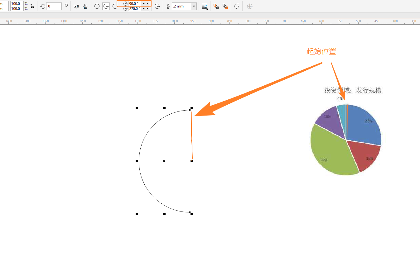 cdr怎么做圆形比例图
