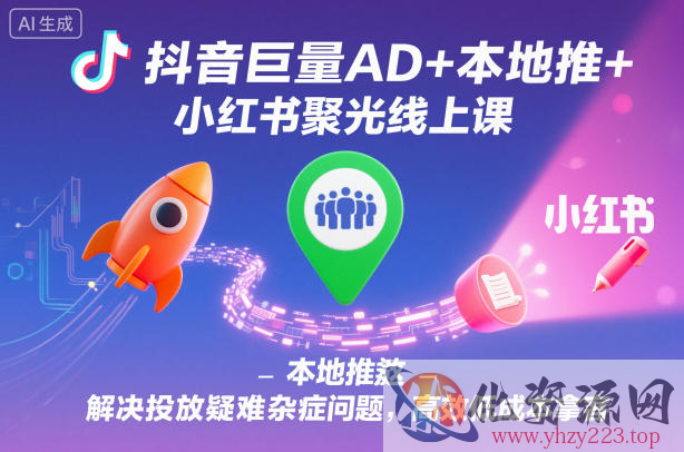 抖音巨量AD+本地推+小红书聚光线上课，解决投放疑难杂症问题，高效低成本拿客