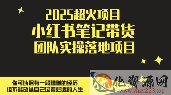 2025超火项目，副业最佳选择，小红书笔记带货团队实操落地项目，，轻松日入5张