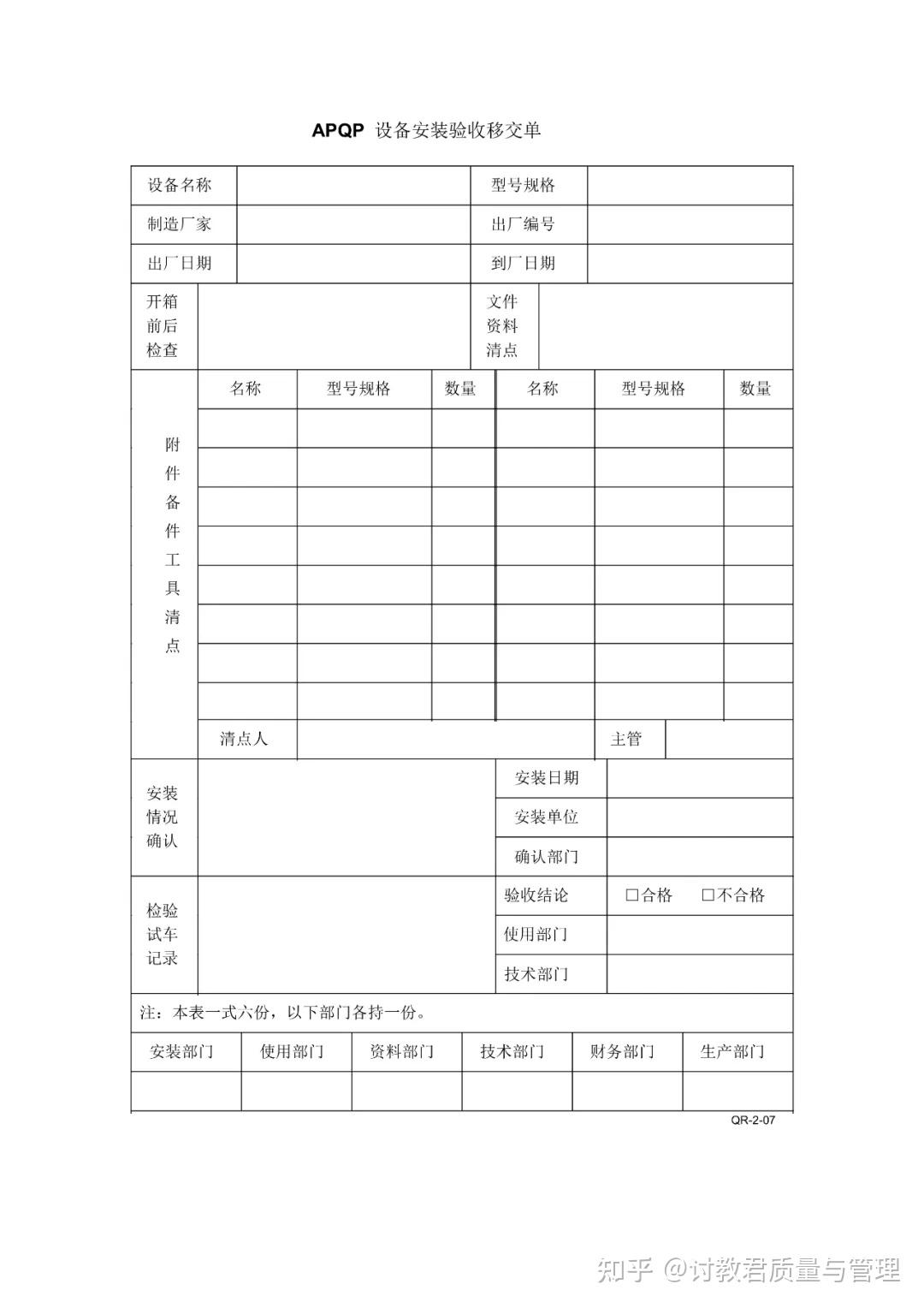 新版APQP全套表格 - 知乎
