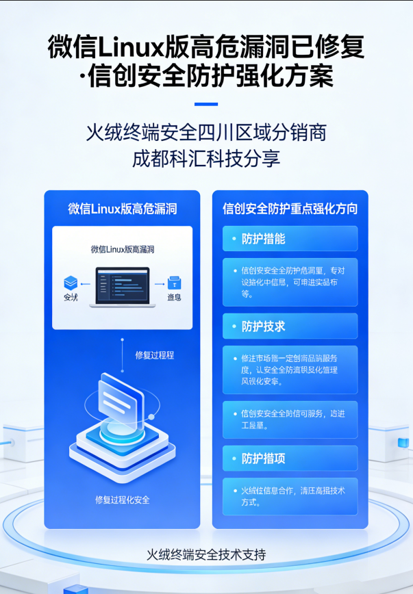 火绒 终端安全 四川区域分销商 成都科汇科技 分享微信Linux版高危漏洞已修复 信创安全防护仍需重点强化方案 - 知乎