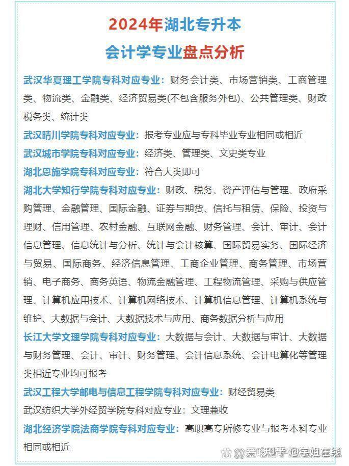 2024年湖北专升本|会计学专业院校盘点分析 - 知乎