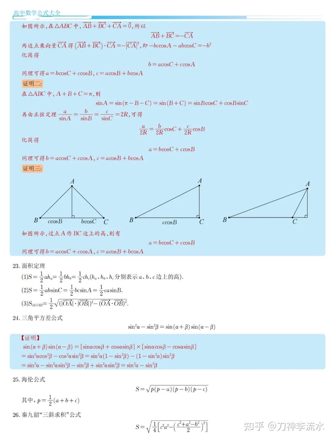 高中数学公式手册(高中数学公式大全) - 知乎