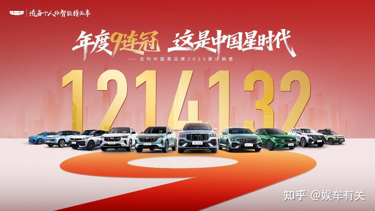 中国品牌燃油车价值标杆!吉利中国星2025年121万销量卫冕9冠!
