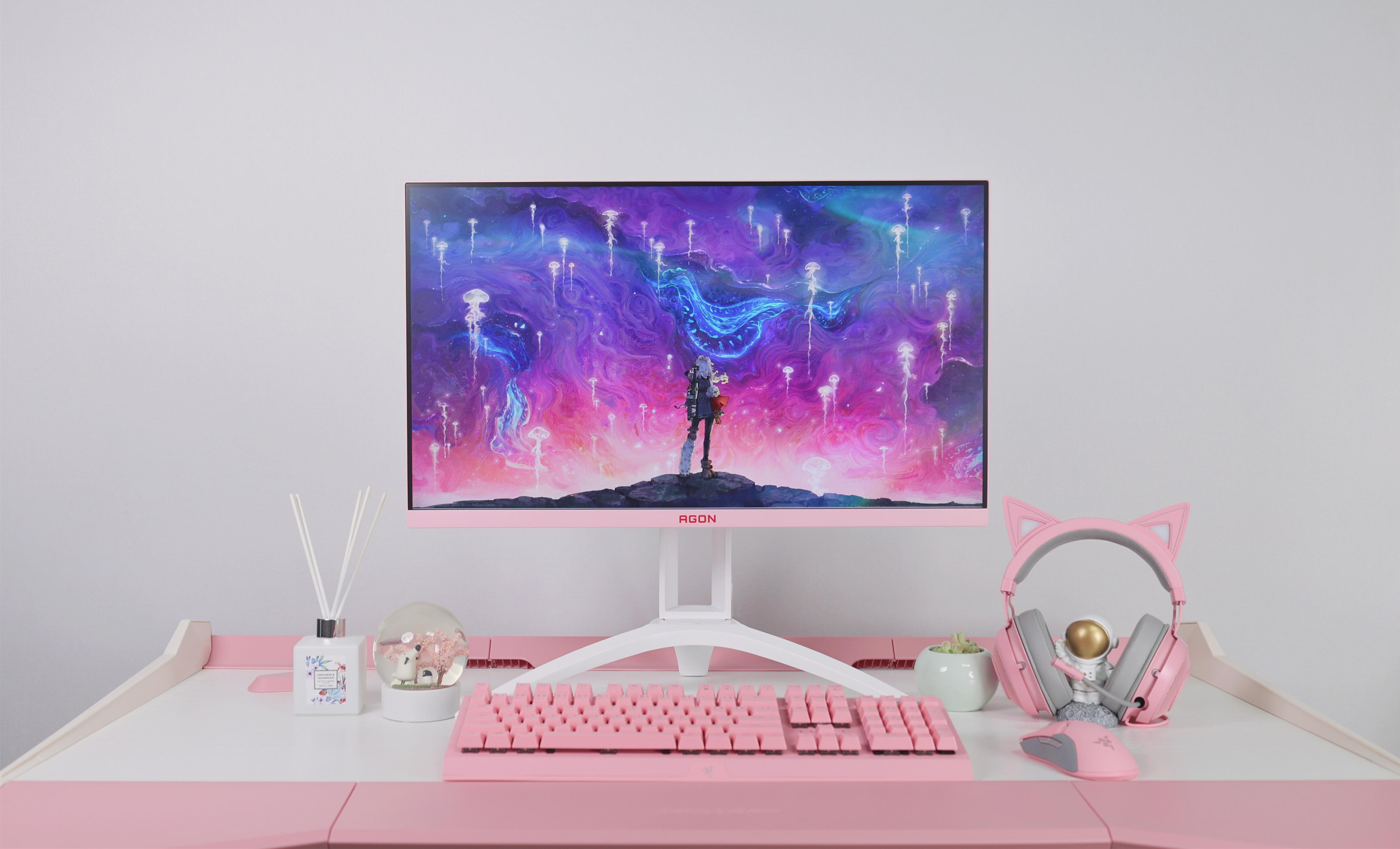 AOC 27型/1920×1080/HDMI D-Sub DisplayPort /ホワイト＆ピンク