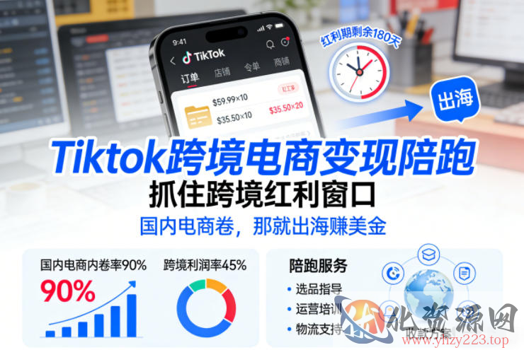 Tiktok跨境电商变现陪跑，抓住跨境红利窗口，国内电商卷，那就出海賺美金