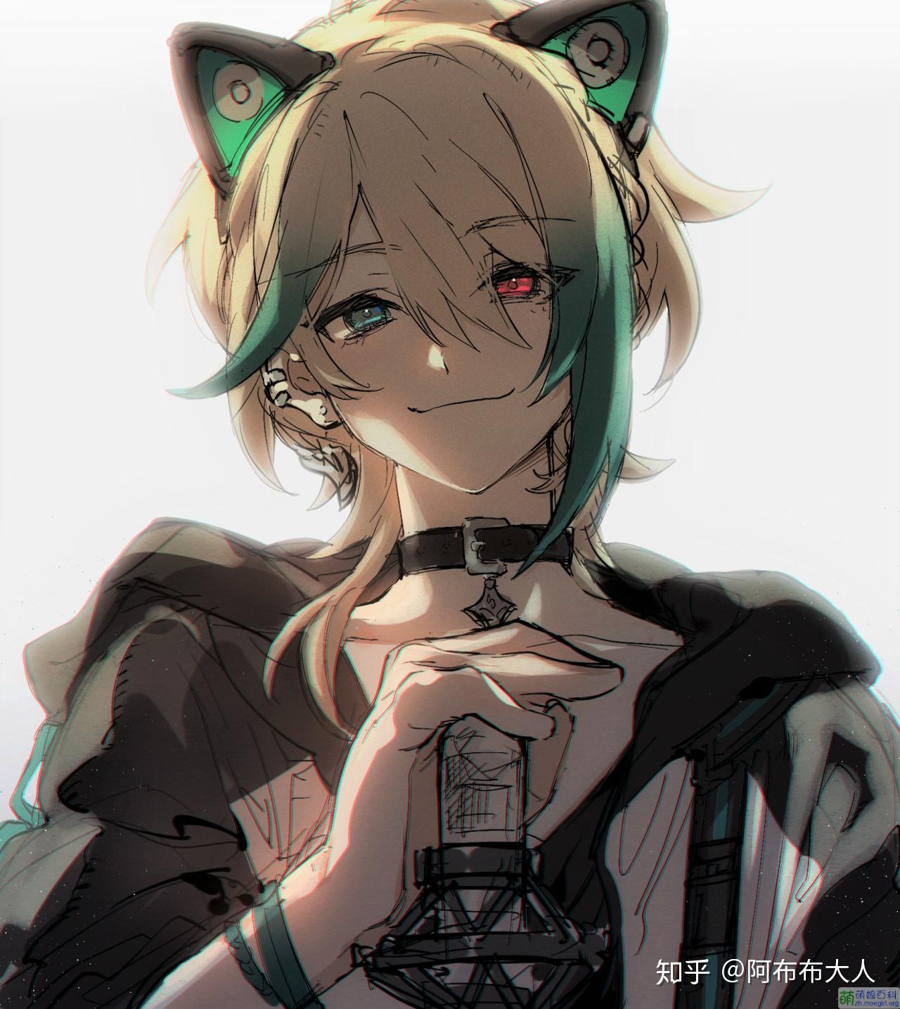 这个白色头发蓝色鬓角有猫耳朵的动漫人物是谁