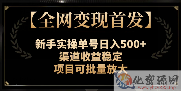 【全网变现首发】新手实操单号日入500+，渠道收益稳定，项目可批量放大【揭秘】插图