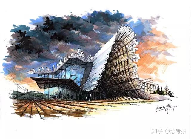 建筑马克笔手绘色彩表达 - 知乎